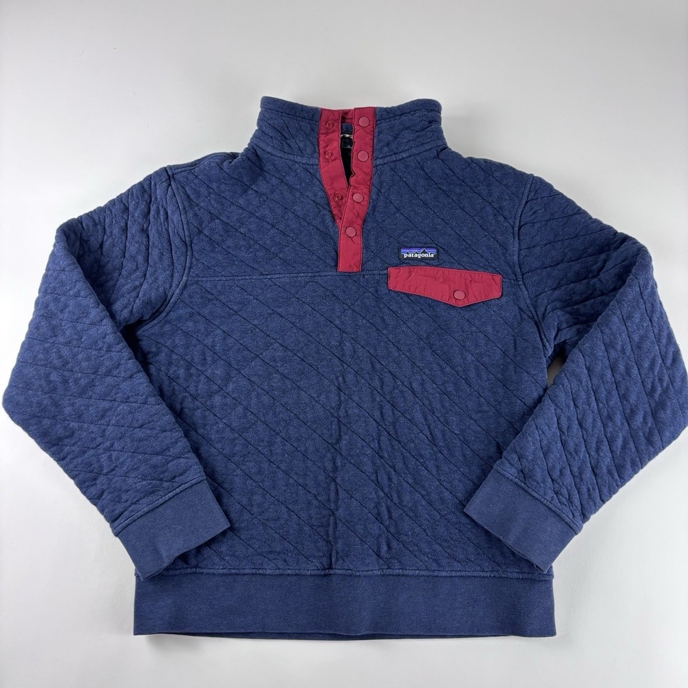 Patagonia Sweater Mens Size Small Organic‎ Cotton Quilt Snap-T Pullover Blue